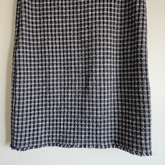 MAXMARA WEEKEND Gingham Tweed Plaid Checked Fringe Hem Shift Dress Sleeveless 6 - Picture 4 of 12